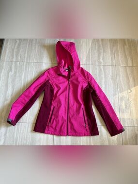 Large 12/14 Hooded Softshell Jacket purple Pink Free Tech rain ski jacket girl